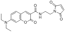 结构式 CAS# 156571-46-9, 7-二乙基氨基-N-[2-(2,5-二氧代吡咯-1-基)乙基]-2-氧代苯并吡喃-3-甲酰胺