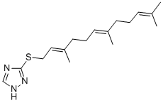 structure of CAS# 156604-45-4, 3-[(2E,6E)-3,7,11-Trimethyldodeca-2,6,10-Trienyl]Sulfanyl-2H-1,2,4-Triazole;3-(3,7,11-Trimethyldodeca-2,6,10-Trienylsulfanyl)-2H-1,2,4-Triazole;3-(3,7,11-Trimethyldodeca-2,6,10-Trienylthio)-2H-1,2,4-Triazole;3-[[(2E,6E)-3,7,11-Trimethyldodeca-2,6,10-Trienyl]Thio]-2H-1,2,4-Triazole