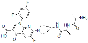 CAS#: 157182-32-6， 7-[(1S,5R)-6-[[(2S)-2-[[(2S)-2-Aminopropanoyl]Amino]Propanoyl]Amino]-3-Azabicyclo[3.1.0]Hexan-3-Yl]-1-(2,4-Difluorophenyl)-6-Fluoro-4-Oxo-1,8-Naphthyridine-3-Carboxylic Acid