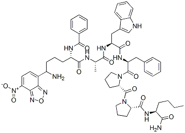 CAS 登录号：157610-41-8， (2S)-N-[(2S)-1-氨基-1-氧代己烷-2-基]-1-[(2R)-1-[(2S)-2-[[(2R)-2-[[(2S)-2-[[(2S)-2-(苯甲酰基氨基)-6-[(4-硝基-2,1,3-苯并恶二唑-7-基)氨基]己酰]氨基]丙酰]氨基]-3-(1H-吲哚-3-基)丙酰]氨基]-3-苯基丙酰基]吡咯烷-2-羰基]吡咯烷-2-甲酰胺