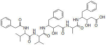 CAS#: 158335-52-5， 3-Hydroxy-4-[2-[[3-Hydroxy-4-[[3-Methyl-2-[[3-Methyl-2-[(2-Phenylacetyl)Amino]Butanoyl]Amino]Butanoyl]Amino]-5-Phenylpentanoyl]Amino]Propanoylamino]-5-Phenylpentanoic Acid