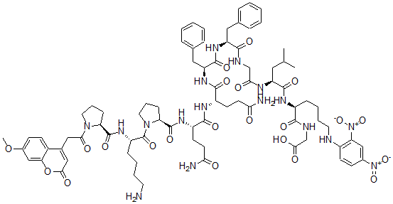 CAS#: 158584-07-7， (7-Methoxycoumarin-4-Yl)Acetyl-Prolyl-Lysyl-Prolyl-Glutaminyl-Glutaminyl-Phenylalanyl-Phenylalanyl-Glycyl-Leucyl-(2,4-Dinitrophenyl)Lysyl-Glycine