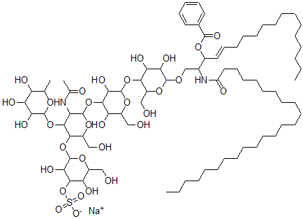 CAS#: 162635-35-0， Sodium [2-[5-Acetamido-6-[2-[6-[(E)-3-(Benzoyloxy)-2-(Tetracosanoylamino)Octadec-4-Enoxy]-4,5-Dihydroxy-2-(Hydroxymethyl)Oxan-3-Yl]Oxy-3,5-Dihydroxy-6-(Hydroxymethyl)Oxan-4-Yl]Oxy-2-(Hydroxymethyl)-4-(3,4,5-Trihydroxy-6-Methyloxan-2-Yl)Oxyoxan-3-Yl]Oxy-3,5-Dihydroxy-6-(Hydroxymethyl)Oxan-4-Yl] Sulfate
