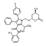 structure of CAS# 163217-74-1, 5-(4-Fluorophenyl)-1-{2-[(2R,4R)-4-Hydroxy-6-Oxotetrahydro-2H-Pyran-2-Yl]Ethyl}-N-(2-Hydroxyphenyl)-2-Isopropyl-4-Phenyl-1H-Pyrrole-3-Carboxamide;2-Hydroxy Atorvastatin Lactone