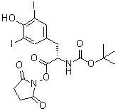structure of CAS# 163679-35-4, 2,5-Dioxo-1-Pyrrolidinyl 3,5-Diiodo-N-{[(2-Methyl-2-Propanyl)Oxy]Carbonyl}-L-Tyrosinate;Boc-3,5-diiodo-L-tyrosine hydroxysuccinimide ester;BOC-3,5-DIIODO-TYR-OSU;Boc-Tyr(3,5-I2)-OSu