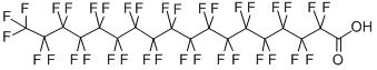 structure of CAS# 16517-11-6, 2,2,3,3,4,4,5,5,6,6,7,7,8,8,9,9,10,10,11,11,12,12,13,13,14,14,15,15,16,16,17,17,18,18,18-Pentatriacontafluoro-Octadecanoic Acid;2,2,3,3,4,4,5,5,6,6,7,7,8,8,9,9,10,10,11,11,12,12,13,13,14,14,15,15,16,16,17,17,18,18,18-Pentatriacontafluorostearic Acid;Octadecanoic Acid, Pentatriacontafluoro-;Perfluorooctadecanoic Acid