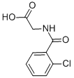 structure of CAS# 16555-60-5, (2-Chloro-Benzoylamino)-Acetic Acid;2-[[(2-Chlorophenyl)-Oxomethyl]Amino]Acetate;2-[(2-Chlorophenyl)Carbonylamino]Ethanoate;Zinc00039799