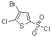 structure of CAS# 166964-35-8, 4-Bromo-5-Chlorothiophene-2-Sulphonyl Chloride;4-Bromo-5-Chlorothiophene-2-Sulfonyl Chloride, 95+%;4-BROMO-5-CHLOROTHIOPHENE-2-SULPHONYL CHLORIDE;3-Bromo-2-Chlorothiophene-5-Sulphonyl Chloride
