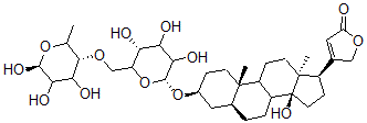 CAS#: 17179-38-3， 3beta-[(4-O-beta-D-Glucopyranosyl-6-Deoxy-beta-D-Galactopyranosyl)Oxy]-14-Hydroxy-5alpha-Card-20(22)-Enolide