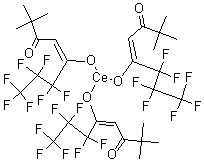 结构式 CAS# 172424-98-5, 三(6,6,7,7,8,8,8-七氟-2,2-二甲基-3,5-辛烷二酮)铈(III)