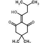 structure of CAS# 172611-72-2, 2-(1-Hydroxy-3-Methylbutylidene)-5,5-Dimethyl-1,3-Cyclohexanedione;2-(3-Methylbutyryl)-5,5-dimethyl-1,3-cyclohexandione;2-Isovaleryldimedone;5,5-Dimethyl-2-(3-methylbutyryl)-1,3-cyclohexanedione