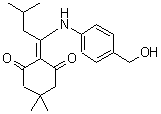 structure of CAS# 172611-73-3, 2-(1-{[4-(Hydroxymethyl)Phenyl]Amino}-3-Methylbutylidene)-5,5-Dimethyl-1,3-Cyclohexanedione;2-{1-[4-(<wbr>Hydroxyme<wbr>thyl)phen<wbr>ylamino]-<wbr>3-methylb<wbr>utylidene<wbr>}-5,5-dim<wbr>ethyl-1,3<wbr>-cyclohex<wbr>anedione;Dmab-OH;17250_FLUKA