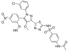 CAS#: 172701-63-2， N-[4-[[5-[1-(3-Chlorophenyl)-4-Methoxy-5-(4-Nitrophenyl)Diazenylpyrazol-3-Yl]-1,3,4-Thiadiazol-2-Yl]Sulfamoyl]Phenyl]Acetamide