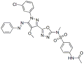 CAS#: 172701-71-2， N-[4-[[5-[1-(3-Chlorophenyl)-4-Methoxy-5-Phenyldiazenylpyrazol-3-Yl]-1,3,4-Oxadiazol-2-Yl]Methylsulfamoyl]Phenyl]Acetamide