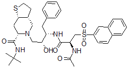 CAS#: 173967-60-7， (3aR,6S,7aS)-5-[(2R,3S)-3-[[(2S)-2-Acetamido-3-Naphthalen-2-Ylsulfonylpropanoyl]Amino]-2-Hydroxy-4-Phenylbutyl]-N-Tert-Butyl-3,3a,4,6,7,7a-Hexahydro-2H-Thieno[2,3-d]Pyridine-6-Carboxamide