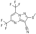 structure of CAS# 174842-48-9, 2-(Methylsulfanyl)-5,7-Bis(Trifluoromethyl)Pyrazolo[1,5-a]Pyrimidine-3-Carbonitrile;2-(methyl<wbr>thio)-5,7<wbr>-bis(trif<wbr>luorometh<wbr>yl)pyrazo<wbr>lo[1,5-a]<wbr>pyrimidin<wbr>e-3-carbo<wbr>nitrile;5,7-bis(t<wbr>rifluorom<wbr>ethyl)-2-<wbr>methylthi<wbr>o-8-hydro<wbr>pyrazolo[<wbr>1,5-a]pyr<wbr>imidine-3<wbr>-carbonit<wbr>rile;5,7-Bis(trifluoromethyl)-3-cyano-2-(methylthio)-