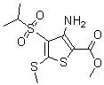 structure of CAS# 175202-07-0, 3-Amino-4-[(1-Methylethyl)Sulfonyl]-5-(Methylthio)-2-Thiophenecarboxylic Acid Methyl Ester;Methyl 3-Amino-4-(Isopropylsulphonyl)-5-(Methylthio)Thiophene-2-Carboxylate;METHYL 3-AMINO-4-(ISOPROPYLSULFONYL)-5-(METHYLTHIO)THIOPHENE-2-CARBOXYLATE