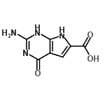structure of CAS# 188062-46-6, 2-Amino-4-Oxo-4,7-Dihydro-1H-Pyrrolo[2,3-d]Pyrimidine-6-Carboxylic Acid;2-amino-4<wbr>-oxo-4,7-<wbr>dihydro-1<wbr>H-pyrrolo<wbr>[2,3-d]py<wbr>rimidine-<wbr>6-carboxy<wbr>lic acid