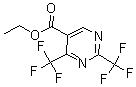 structure of CAS# 188781-15-9, 2,4-Bis(Trifluoromethyl)-5-Pyrimidinecarboxylic Acid Ethyl Ester;ETHYL-2-TRIFLUOROMETHYL-4-TRIFLUOROMETHYL-5-PYRIMIDINE CARBOXYLATE;2,4-BIS-(TRIFLUOROMETHYL)PYRIMIDINE-5-CARBOXYLIC ACID ETHYL ESTER