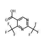 structure of CAS# 188781-46-6, 2,4-Bis(Trifluoromethyl)-5-Pyrimidinecarboxylic Acid;2,4-bis(trifluoromethyl)pyrimidine-5-carboxylic acid;2,4-Bis-(trifluoromethyl)pyrimidine-5-carboxylic acid;2,4-Bis-(trifluoromethyl)pyrimidine-5-carboxylicacid