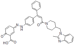 CAS#: 188913-58-8， (3E)-3-[[4-[(Z)-3-[4-[(2-Methylbenzimidazol-1-Yl)Methyl]Piperidin-1-Yl]-3-Oxo-1-Phenylprop-1-Enyl]Phenyl]Hydrazinylidene]-6-Oxocyclohexa-1,4-Diene-1-Carboxylic Acid