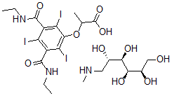 CAS#: 19080-53-6， 2-[3,5-Bis(Ethylcarbamoyl)-2,4,6-Triiodo-Phenoxy]Propanoic Acid compd. with (2R,3 R,4R,5S)-6-Methylaminohexane-1,2,3,4,5-Pentol