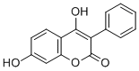 structure of CAS# 19225-17-3, 4,7-Dihydroxy-3-Phenyl-2H-1-Benzopyran-2-One;2,7-Dihydroxy-3-Phenyl-Chromen-4-One;2,7-Dihydroxy-3-Phenyl-4-Chromenone;2,7-Dihydroxy-3-Phenyl-Chromone
