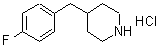 structure of CAS# 193357-52-7, 4-(4-Fluorobenzyl)Piperidine Hydrochloride (1:1);4-(4-fluorobenzyl)piperidine;4-(4'-Fluorobenzyl)piperidine hydrochloride;4-(4-Fluorobenzyl)piperidine hydrochloride