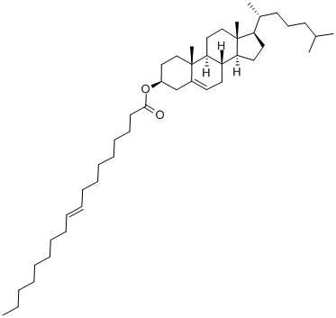 structure of CAS# 19485-76-8, (3beta)-Cholest-5-en-3-yl octadec-9-enoate;[(3S,8S,9S,10R,13R,14S,17R)-17-[(1R)-1,5-Dimethylhexyl]-10,13-Dimethyl-2,3,4,7,8,9,11,12,14,15,16,17-Dodecahydro-1H-Cyclopenta[A]Phenanthren-3-Yl] (E)-Octadec-9-Enoate;(E)-Octadec-9-Enoic Acid [(3S,8S,9S,10R,13R,14S,17R)-17-[(1R)-1,5-Dimethylhexyl]-10,13-Dimethyl-2,3,4,7,8,9,11,12,14,15,16,17-Dodecahydro-1H-Cyclopenta[A]Phenanthren-3-Yl] Ester;Cholesteryl Elaidate