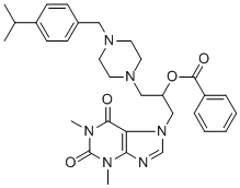 CAS#: 19977-12-9， [1-(1,3-Dimethyl-2,6-dioxo-purin-7-yl)-3-[4-[(4-propan-2-ylphenyl)methyl]piperazin-1-yl]propan-2-yl] benzoate
