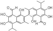 CAS#: 20300-26-9， (2S)-1,1',6,6',7,7'-Hexahydroxy-3,3'-Dimethyl-5,5'-Bis(1-Methylethyl)-[2,2'-Binaphthalene]-8,8'-Dicarboxaldehyde