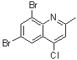 structure of CAS# 203626-29-3, 6,8-Dibromo-4-Chloro-2-Methylquinoline;4-Chloro-6,8-dibromo-2-methyl quinoline;4-Chloro-6,8-dibromoquinaldine;Chlorodibromomethylquinoline