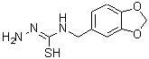 structure of CAS# 206761-70-8, N-(1,3-Benzodioxol-5-ylmethyl)carbamohydrazonothioic acid;[(2H-benz<wbr>o[3,4-d]1<wbr>,3-dioxol<wbr>an-5-ylme<wbr>thyl)amin<wbr>o]hydrazi<wbr>nomethane<wbr>-1-thione;4-(3,4-Methylenedioxybenzyl)-3-thiosemicarbazide;HYDRAZINECARBOTHIOAMIDE,N-(1,3-BENZODIOXOL-5-YLMETHYL)-
