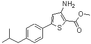 结构式 CAS# 208944-55-2, 3-氨基-5-(4-异丁基苯基)-2-噻吩羧酸甲酯