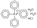 structure of CAS# 21006-74-6, Tetraphenylarsonium Chloride Hydrochloride Hydrate (1:1:1:2);Arsonium,<wbr> tetraphe<wbr>nyl-, chl<wbr>oride, hy<wbr>drochlori<wbr>de, hydra<wbr>te (1:1:1<wbr>:2);Chlorure <wbr>de tétrap<wbr>hénylarso<wbr>nium, chl<wbr>orhydrate<wbr>, hydrate<wbr> (1:1:1:2);Tetraphenylarsonium chloride hydrochloride hydrate (1:1:1:2)