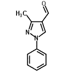structure of CAS# 21487-48-9, 3-Methyl-1-Phenyl-1H-Pyrazole-4-Carbaldehyde;3-Methyl-1-phenyl-1H-pyrazole-4-carboxaldehyde;3-METHYL-1-PHENYL-1H-PYRAZOLE-4-CARBOXALDEHYDE,97%;MFCD02705915