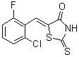 structure of CAS# 217316-44-4, (5Z)-5-(2-Chloro-6-Fluorobenzylidene)-2-Thioxo-1,3-Thiazolidin-4-One;(5E)-5-(2<wbr>-Chloro-6<wbr>-fluorobe<wbr>nzylidene<wbr>)-2-merca<wbr>pto-1,3-t<wbr>hiazol-4(<wbr>5H)-one;(5Z)-5-(2<wbr>-chloro-6<wbr>-fluorobe<wbr>nzylidene<wbr>)-2-sulfa<wbr>nyl-1,3-t<wbr>hiazol-4(<wbr>5H)-one;4-THIAZOL<wbr>IDINONE,5<wbr>-[(2-CHLO<wbr>RO-6-FLUO<wbr>ROPHENYL)<wbr>METHYLENE<wbr>]-2-THIOX<wbr>O-