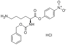 structure of CAS# 2179-15-9, (4-Nitrophenyl) (2S)-6-Amino-2-Phenylmethoxycarbonylaminohexanoate Hydrochloride;(4-Nitrophenyl) (2S)-6-Amino-2-Benzyloxycarbonylamino-Hexanoate Hydrochloride;(2S)-6-Amino-2-Benzyloxycarbonylaminohexanoic Acid (4-Nitrophenyl) Ester Hydrochloride;(2S)-6-Amino-2-Benzyloxycarbonylamino-Hexanoic Acid (4-Nitrophenyl) Ester Hydrochloride
