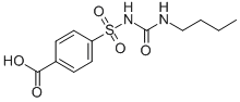 结构式 CAS# 2224-10-4, 4-(丁基氨基甲酰基磺酰基)苯甲酸