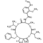 CAS 登录号：22862-64-2， N-(15-苄基-10-仲-丁基-14-羟基-3-异丙基-7,13,13-三甲基-2,5,9,12-四氧代-1,4,8,11-四氧杂环十五碳n-6-基)-3-甲酰氨基-2-甲氧基苯甲酰胺