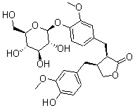 CAS#: 23202-85-9， (3R,4S)-3-[[4-(beta-D-Glucopyranosyloxy)-3-Methoxyphenyl]Methyl]-4,5-Dihydro-4-[(4-Hydroxy-3-Methoxyphenyl)Methyl]Furan-2(3H)-One