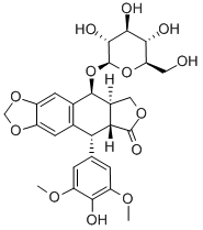 CAS#: 23363-35-1， 9-(beta-D-Glucopyranosyloxy)-5,8,8a,9-Tetrahydro-5-(4-Hydroxy-3,5-Dimethoxyphenyl)-,(5R,5aR,8aR,9S)-Furo[3',4':6,7]Naphtho[2,3-d]-1,3-Dioxol-6(5aH)-One