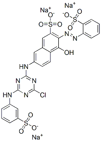 CAS 登录号：23532-29-8， 7-[[4-氯-6-[(3-磺酸基苯基)氨基]-1,3,5-三嗪-2-基]氨基]-4-羟基-3-[(2-磺酸基苯基)偶氮]萘-2-磺酸三钠