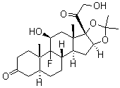 CAS 登录号：2355-59-1， (5a,11b,16a)-9-氟-11,21-二羟基-16,17-[(1-甲基乙亚基)二(氧基)]-孕甾烷-3,20-二酮
