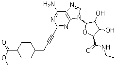 CAS#: 250386-15-3， Methyl 4-[3-[6-Amino-9-[(2R,5S)-5-(Ethylcarbamoyl)-3,4-Dihydroxyoxolan-2-Yl]Purin-2-Yl]Prop-2-Ynyl]Cyclohexane-1-Carboxylate