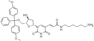 CAS#: 252337-60-3， 5-{(1E)-3-[(6-Aminohexyl)Amino]-3-Oxo-1-Propen-1-Yl}-5'-O-[Bis(4-Methoxyphenyl)(Phenyl)Methyl]-2'-Deoxyuridine