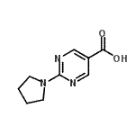 structure of CAS# 253315-06-9, 2-(1-Pyrrolidinyl)-5-Pyrimidinecarboxylic Acid;2-(1-Pyrrolidinyl)-5-pyrimidinecarboxylic acid;2-Pyrrolidin-1-ylpyrimidine-5-carboxylic acid;2-Pyrrolidin-1-yl-pyrimidine-5-carboxylic acid