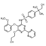 structure of CAS# 253688-60-7, N-[6-(2-Hydroxyethoxy)-5-(2-Methoxyphenoxy)-2,2'-Bipyrimidin-4-Yl]-4-(1-Hydroxy-2-Methyl-2-Propanyl)Benzenesulfonamide;Benzenesu<wbr>lfonamide<wbr>, 4-(2-hy<wbr>droxy-1,1<wbr>-dimethyl<wbr>ethyl)-N-<wbr>[6-(2-hyd<wbr>roxyethox<wbr>y)-5-(2-m<wbr>ethoxyphe<wbr>noxy)[2,2<wbr>'-bipyrim<wbr>idin]-4-y<wbr>l]-;Hydroxy Bosentan;MS/MS-1005710