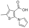 structure of CAS# 26176-19-2, 4,5-Dimethyl-2-(1H-Pyrrol-1-Yl)Thiophene-3-Carboxylic Acid;4,5-Dimethyl-2-Pyrrol-1-Yl-Thiophene-3-Carboxylate;4,5-Dimethyl-2-(1-Pyrrolyl)-3-Thiophenecarboxylate;4,5-Dimethyl-2-Pyrrol-1-Yl-3-Thenoate