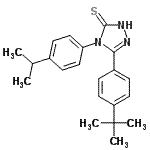 structure of CAS# 261761-26-6, 4-(4-Isopropylphenyl)-5-[4-(2-Methyl-2-Propanyl)Phenyl]-2,4-Dihydro-3H-1,2,4-Triazole-3-Thione;5-(4-tert<wbr>-Butylphe<wbr>nyl)-4-(4<wbr>-isopropy<wbr>lphenyl)-<wbr>1,2,4-tri<wbr>azole-3-t<wbr>hiol;MFCD00207958;Maybridge1_008567